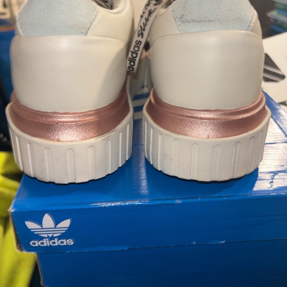 Adidas Women's White and Rose Gold Sneakers